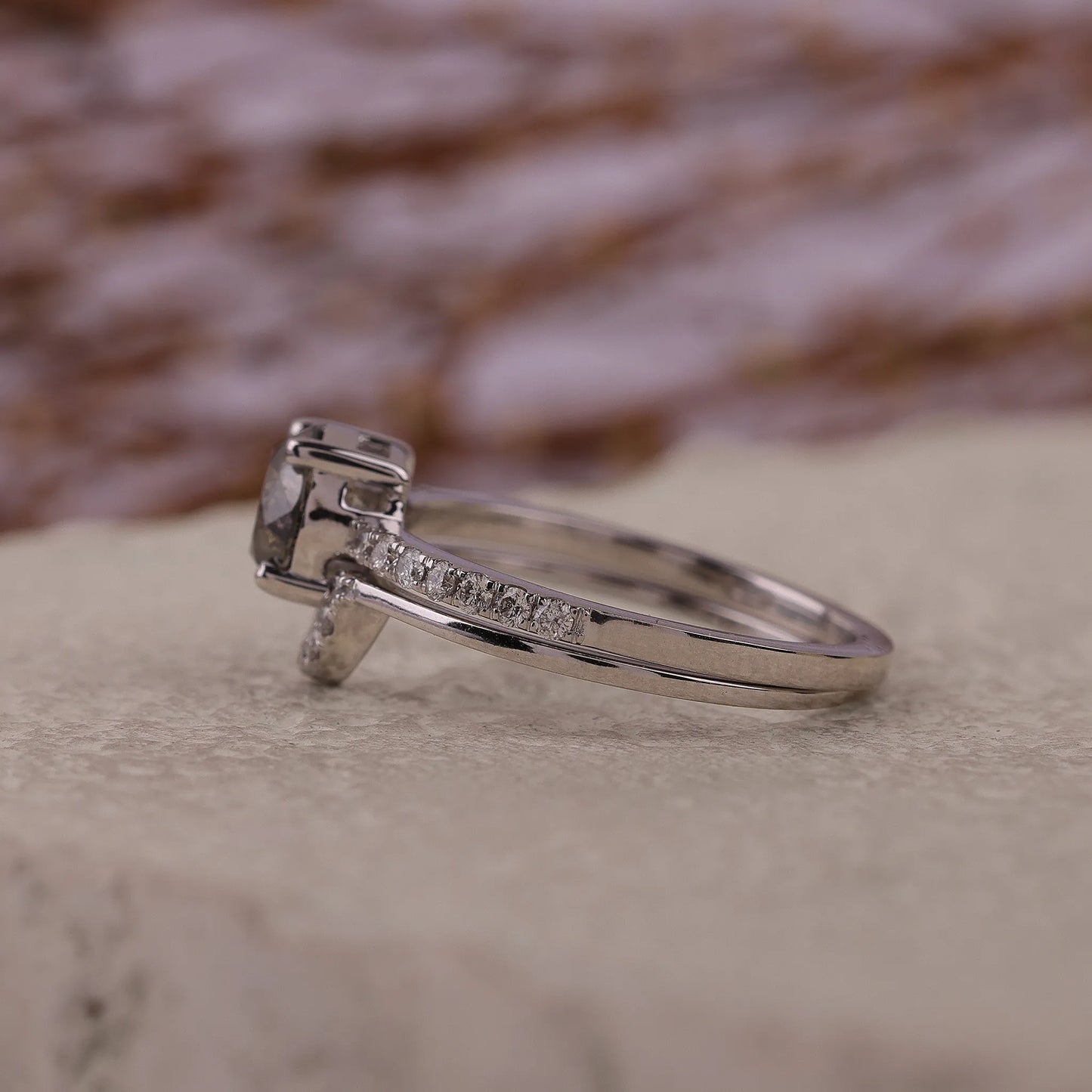 Round Salt and Pepper Diamond Engagement Ring