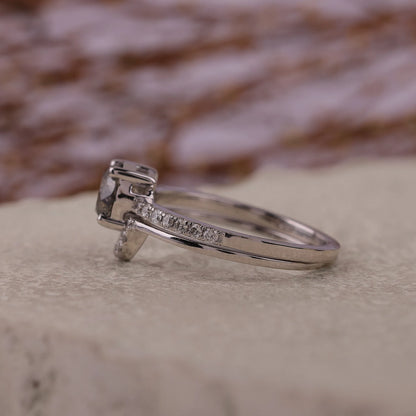Round Salt and Pepper Diamond Engagement Ring
