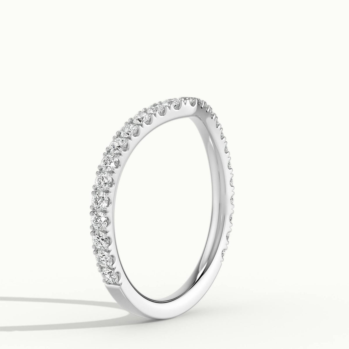 1.8mm Chevron Scalloped Pavé Lab Grown Diamond Wedding Band in 10K White Gold