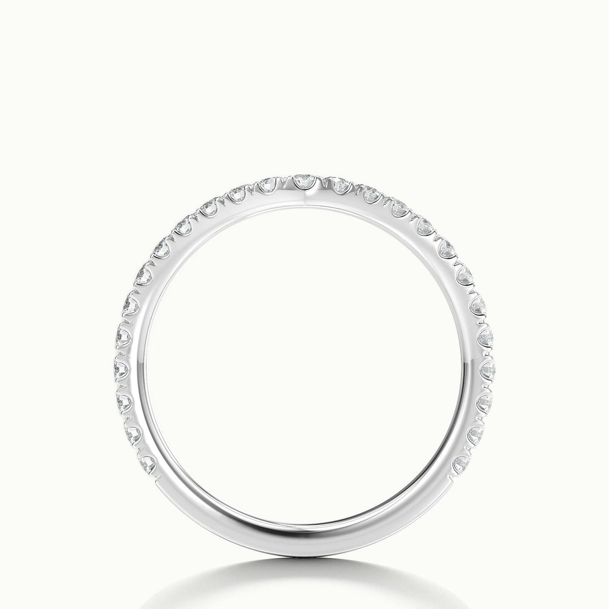 1.8mm Chevron Scalloped Pavé Lab Grown Diamond Wedding Band in 10K White Gold