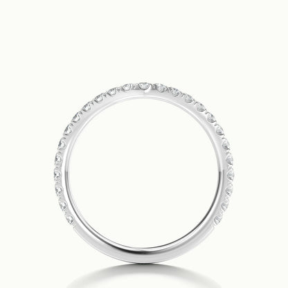 1.8mm Chevron Scalloped Pavé Lab Grown Diamond Wedding Band in 10K White Gold