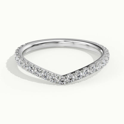1.8mm Chevron Scalloped Pavé Lab Grown Diamond Wedding Band in 10K White Gold
