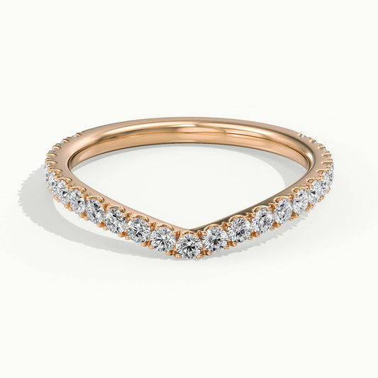 1.8mm Chevron Scalloped Pavé Lab Grown Diamond Wedding Band in 18K Rose Gold