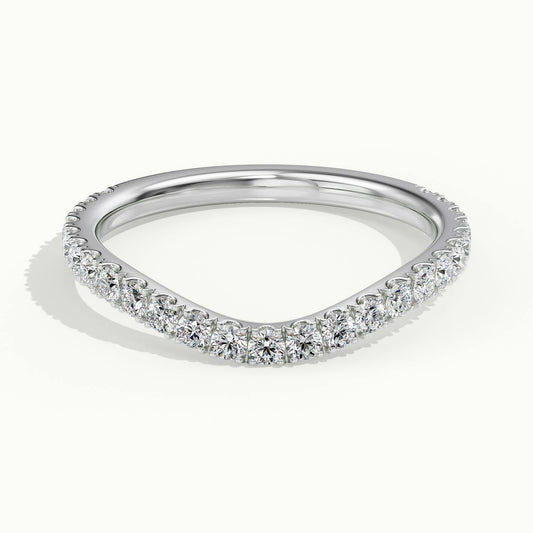 1.8mm Wave Scalloped Pavé Lab Grown Diamond Wedding Band in 10K White Gold