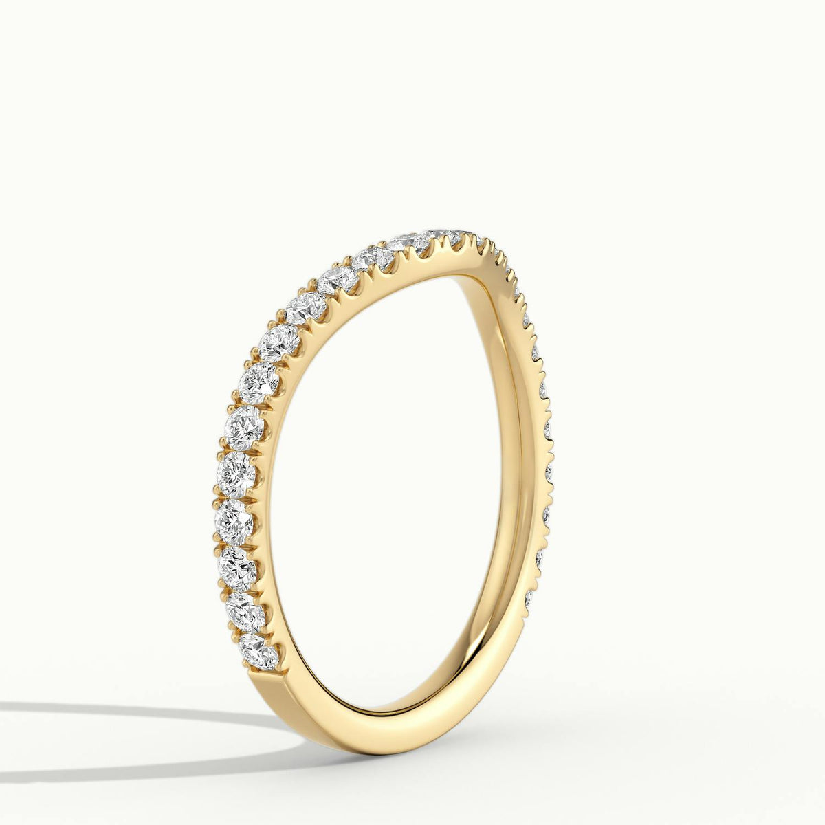 1.8mm Wave Scalloped Pavé Lab Grown Diamond Wedding Band in 10K Yellow Gold