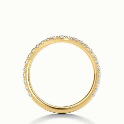 1.8mm Wave Scalloped Pavé Lab Grown Diamond Wedding Band in 10K Yellow Gold