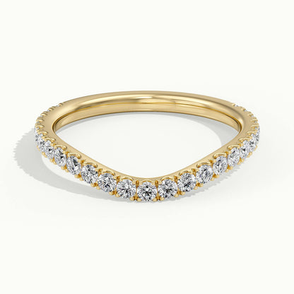 1.8mm Wave Scalloped Pavé Lab Grown Diamond Wedding Band in 10K Yellow Gold