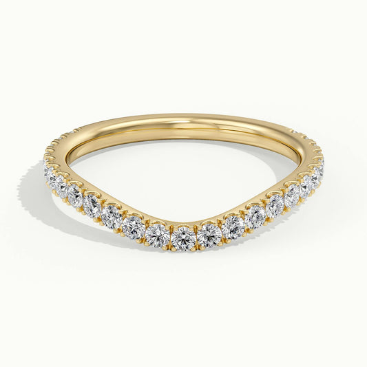 1.8mm Wave Scalloped Pavé Lab Grown Diamond Wedding Band in 14K Yellow Gold
