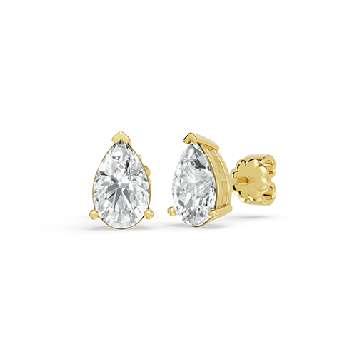 1.00ct Pear Lab Grown Diamond Stud Earrings In 14K Yellow Gold
