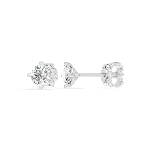 1.00ct Round Four Prong Lab Grown Diamond Stud Earrings In 14K White Gold
