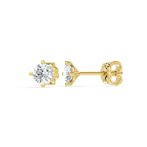 1.00ct Round Four Prong Lab Grown Diamond Stud Earrings In 14K Yellow Gold