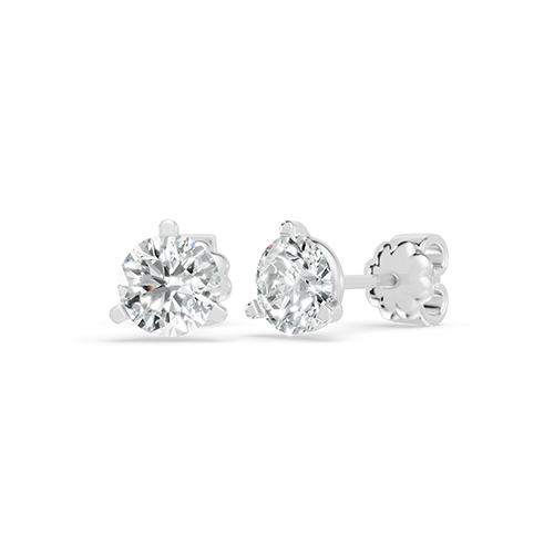 1.00ct Round Three Prong Martini Lab Grown Diamond Stud Earrings In 14K White Gold