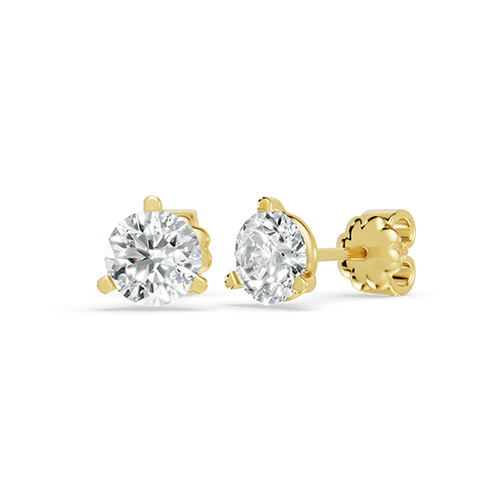 1.50ct Round Three Prong Martini Lab Grown Diamond Stud Earrings In 14K Yellow Gold