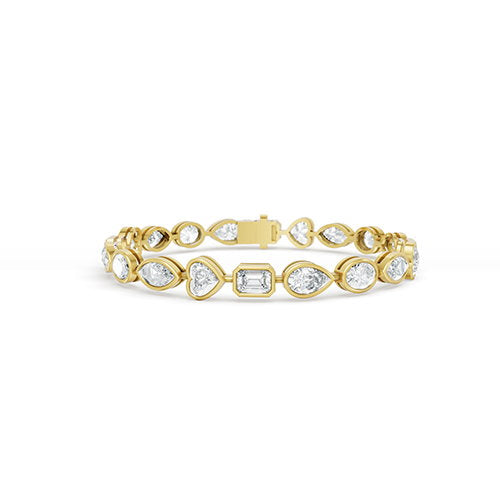 9.00ct Mixed Shape Bezel Lab Grown Diamond Tennis Bracelet In 14K Yellow Gold