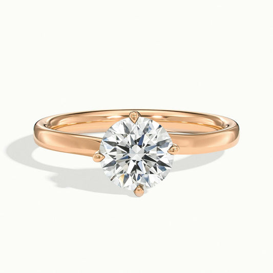 Kaia 5 Carat Round Lab Grown Diamond Solitaire Engagement Ring in 14K Rose Gold - view 1