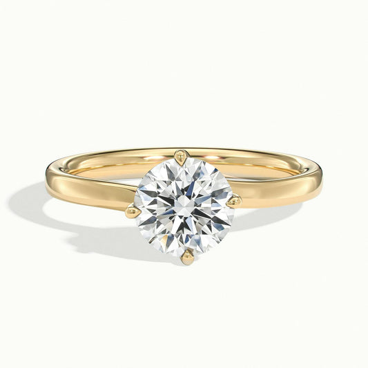 Kaia 2 Carat Round Lab Grown Diamond Solitaire Engagement Ring in 18K Yellow Gold - view 1