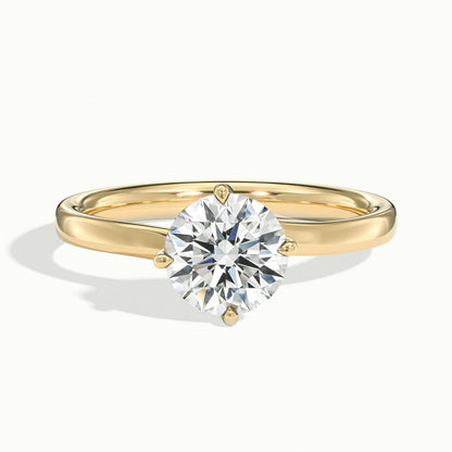 Kaia 3.5 Carat Round Lab Grown Diamond Solitaire Engagement Ring in 18K Yellow Gold - view 1