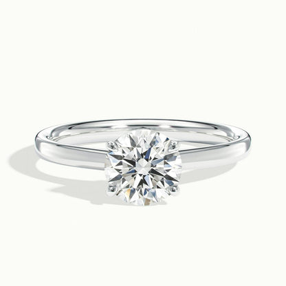 Juno 4 Carat Round Lab Grown Diamond Solitaire Engagement Ring in 14K White Gold - view 1