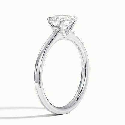 Juno 4 Carat Round Lab Grown Diamond Solitaire Engagement Ring in 14K White Gold - view 4