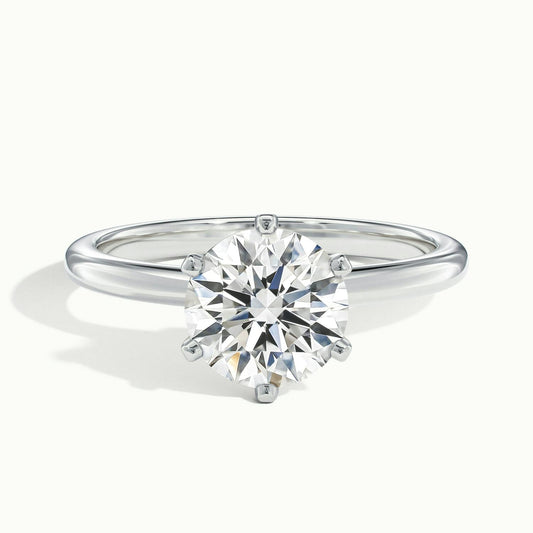 Iris 3 Carat Round Lab Grown Diamond Solitaire Engagement Ring in Platinum - view 1
