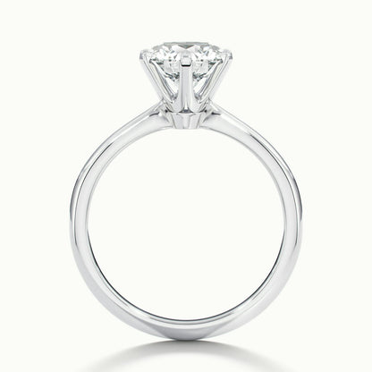 Iris 3.5 Carat Round Lab Grown Diamond Solitaire Engagement Ring in 10K White Gold - view 3