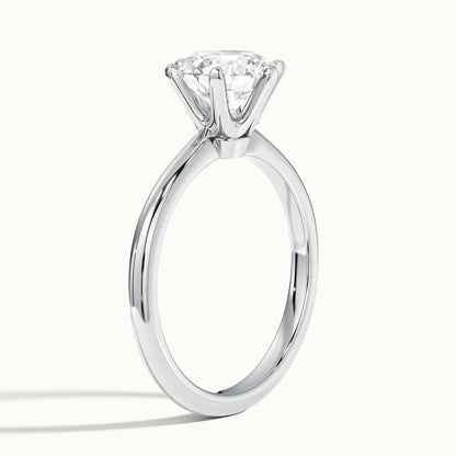 Iris 3.5 Carat Round Lab Grown Diamond Solitaire Engagement Ring in 10K White Gold - view 4