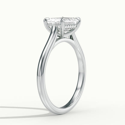 Mira East-West 1 Carat Emerald Lab Grown Diamond Hidden Halo Engagement Ring in 14K White Gold - view 4