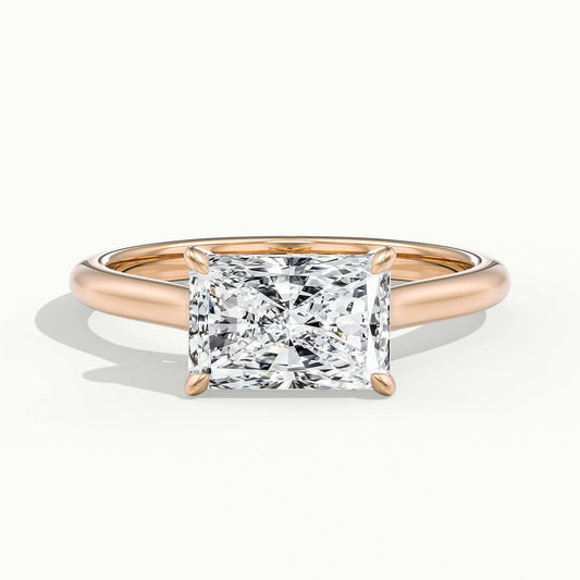Mira East-West 2.5 Carat Radiant Lab Grown Diamond Hidden Halo Engagement Ring in 18K Rose Gold - view 1