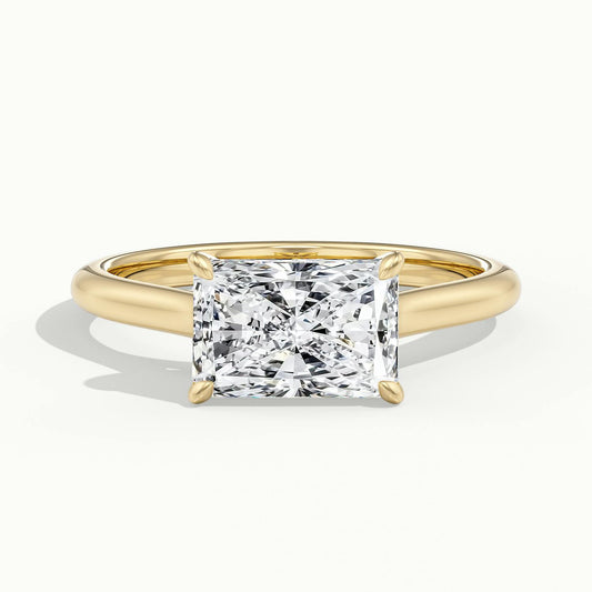 Mira East-West 2.5 Carat Radiant Lab Grown Diamond Hidden Halo Engagement Ring in 18K Yellow Gold - view 1
