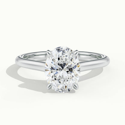 Mira 4.5 Carat Oval Lab Grown Diamond Solitaire Engagement Ring in Platinum - view 1
