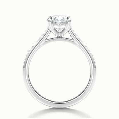 Mira 1 Carat Oval Lab Grown Diamond Solitaire Engagement Ring in Platinum - view 3