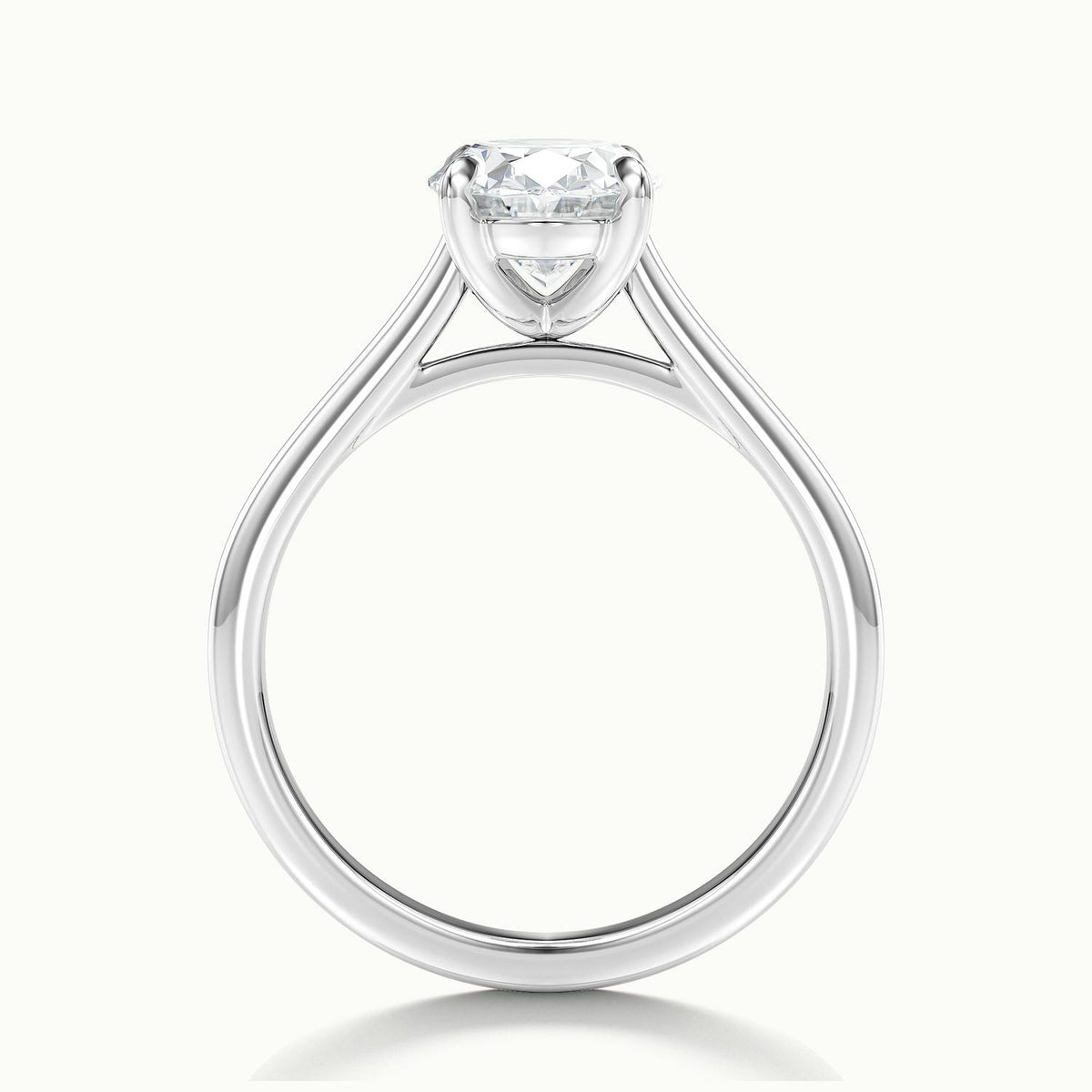 Mira 5 Carat Oval Lab Grown Diamond Solitaire Engagement Ring in 14K White Gold - view 3