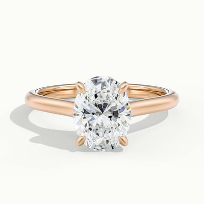 Mira 4 Carat Oval Lab Grown Diamond Solitaire Engagement Ring in 18K Rose Gold - view 1