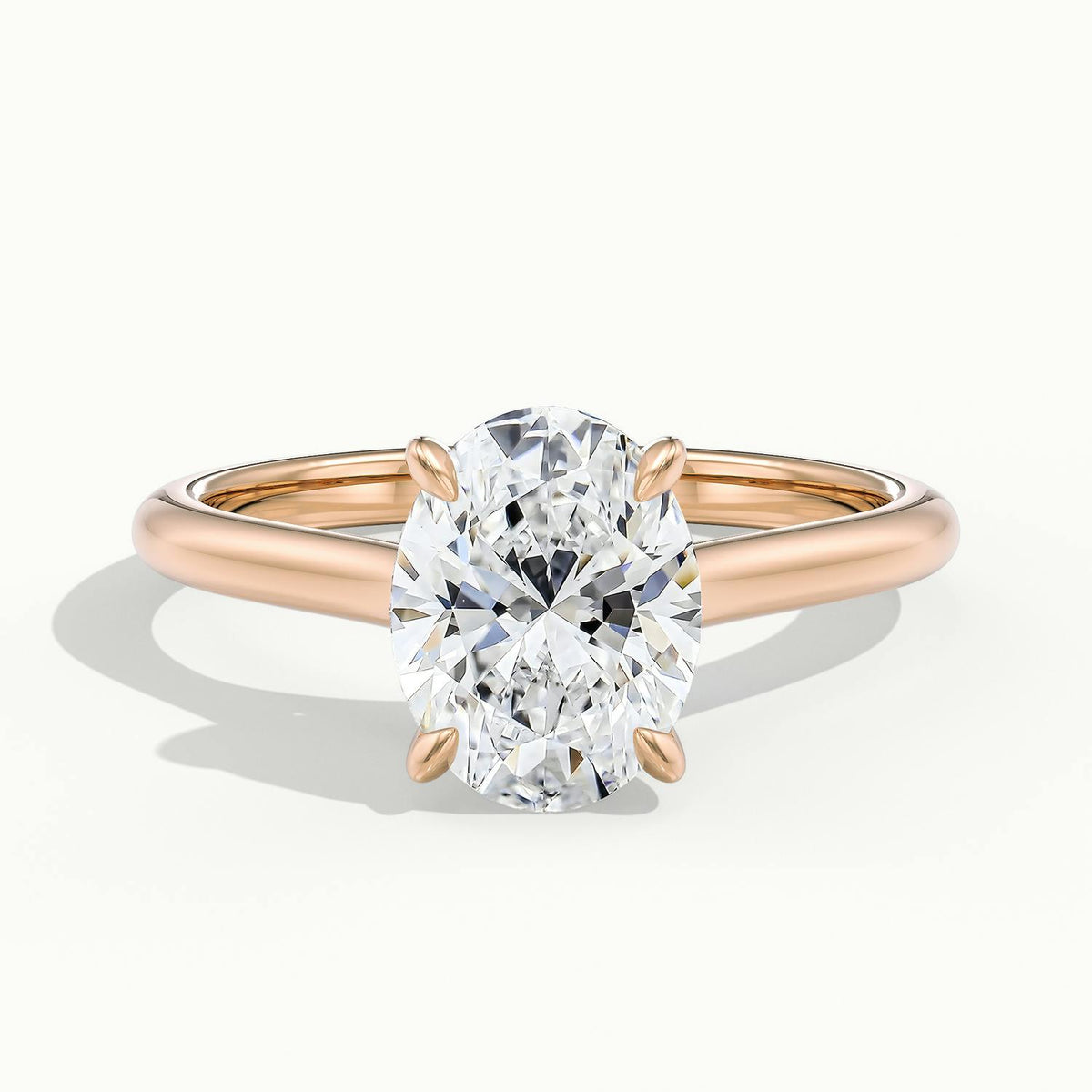 Mira 4 Carat Oval Lab Grown Diamond Solitaire Engagement Ring in 14K Rose Gold - view 1