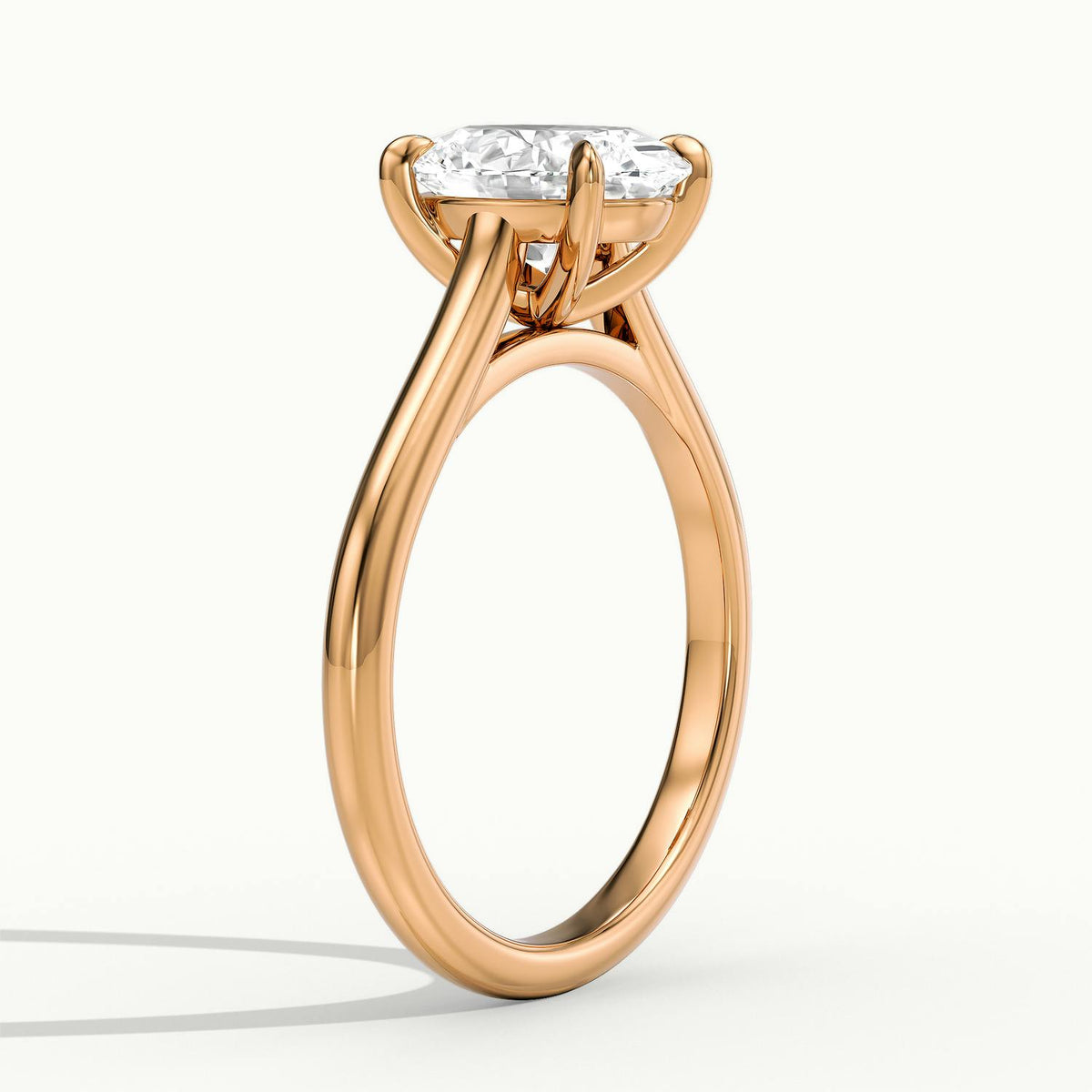Mira 1 Carat Oval Lab Grown Diamond Solitaire Engagement Ring in 10K Rose Gold - view 4