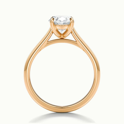 Mira 5 Carat Oval Lab Grown Diamond Solitaire Engagement Ring in 10K Rose Gold - view 3
