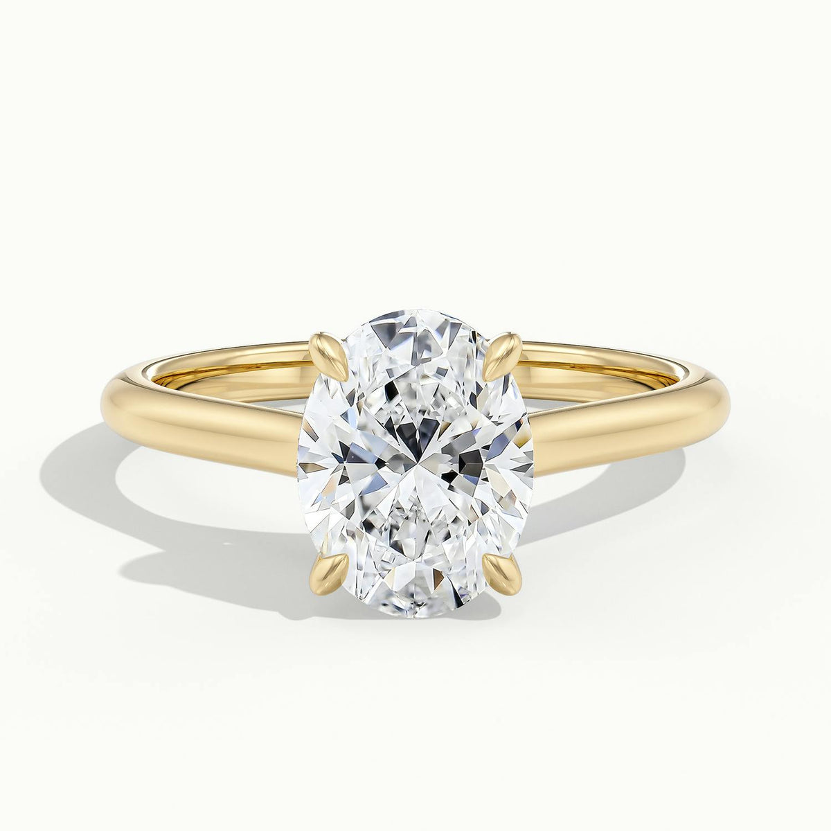 Mira 1 Carat Oval Lab Grown Diamond Solitaire Engagement Ring in 14K Yellow Gold - view 1