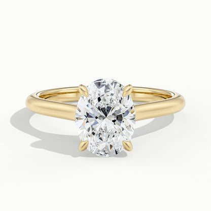 Mira 1.5 Carat Oval Lab Grown Diamond Solitaire Engagement Ring in 10K Yellow Gold - view 1