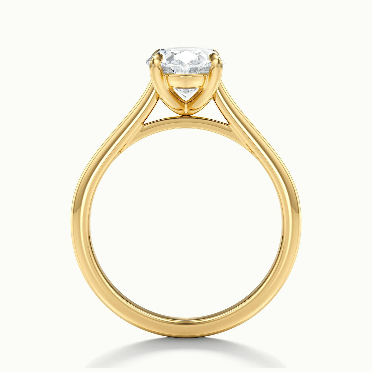 Mira 3.5 Carat Oval Lab Grown Diamond Solitaire Engagement Ring in 10K Yellow Gold - view 3