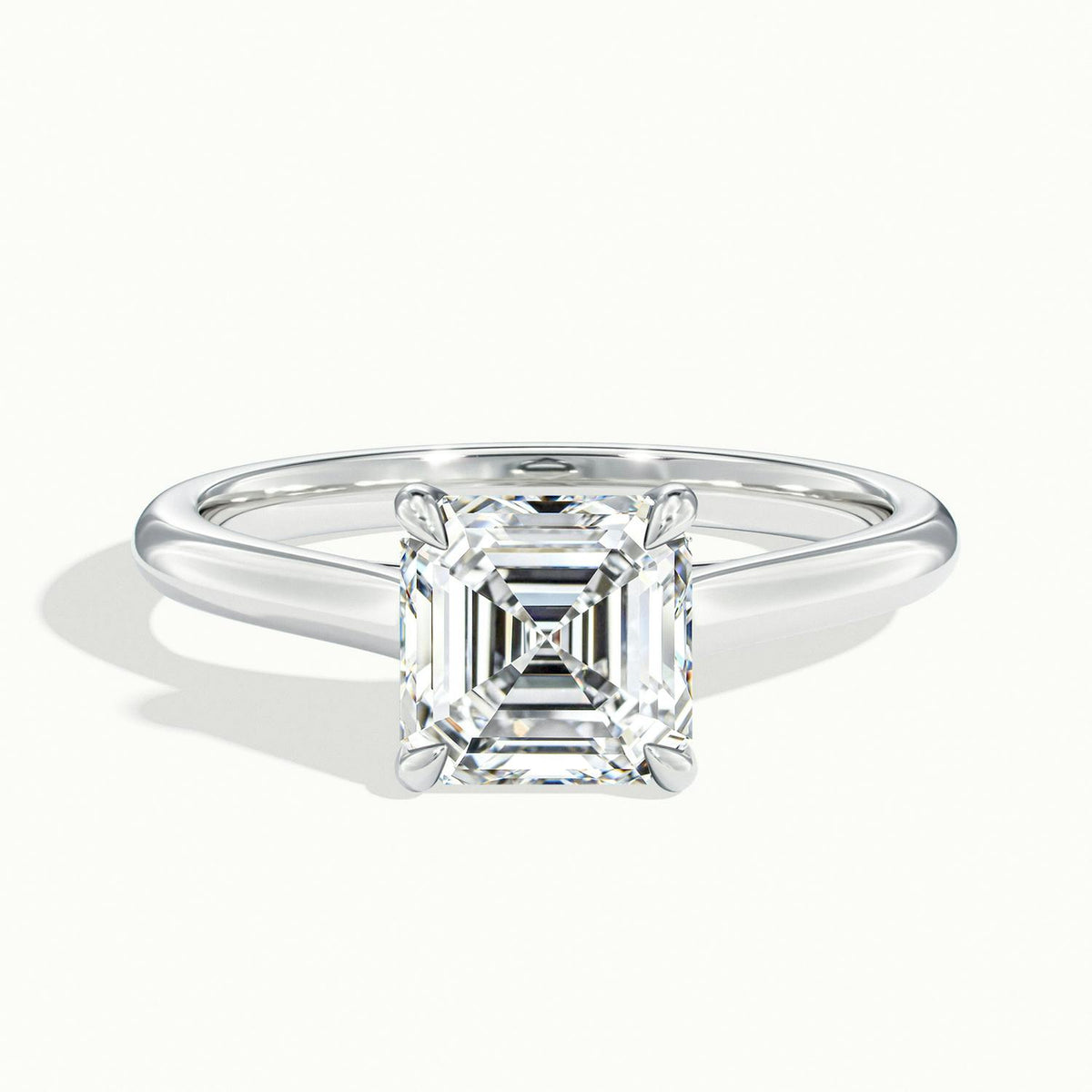 Mira 3 Carat Asscher Lab Grown Diamond Solitaire Engagement Ring in Platinum - view 1