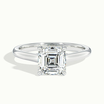 Mira 4.5 Carat Asscher Lab Grown Diamond Solitaire Engagement Ring in 925 Silver - view 1