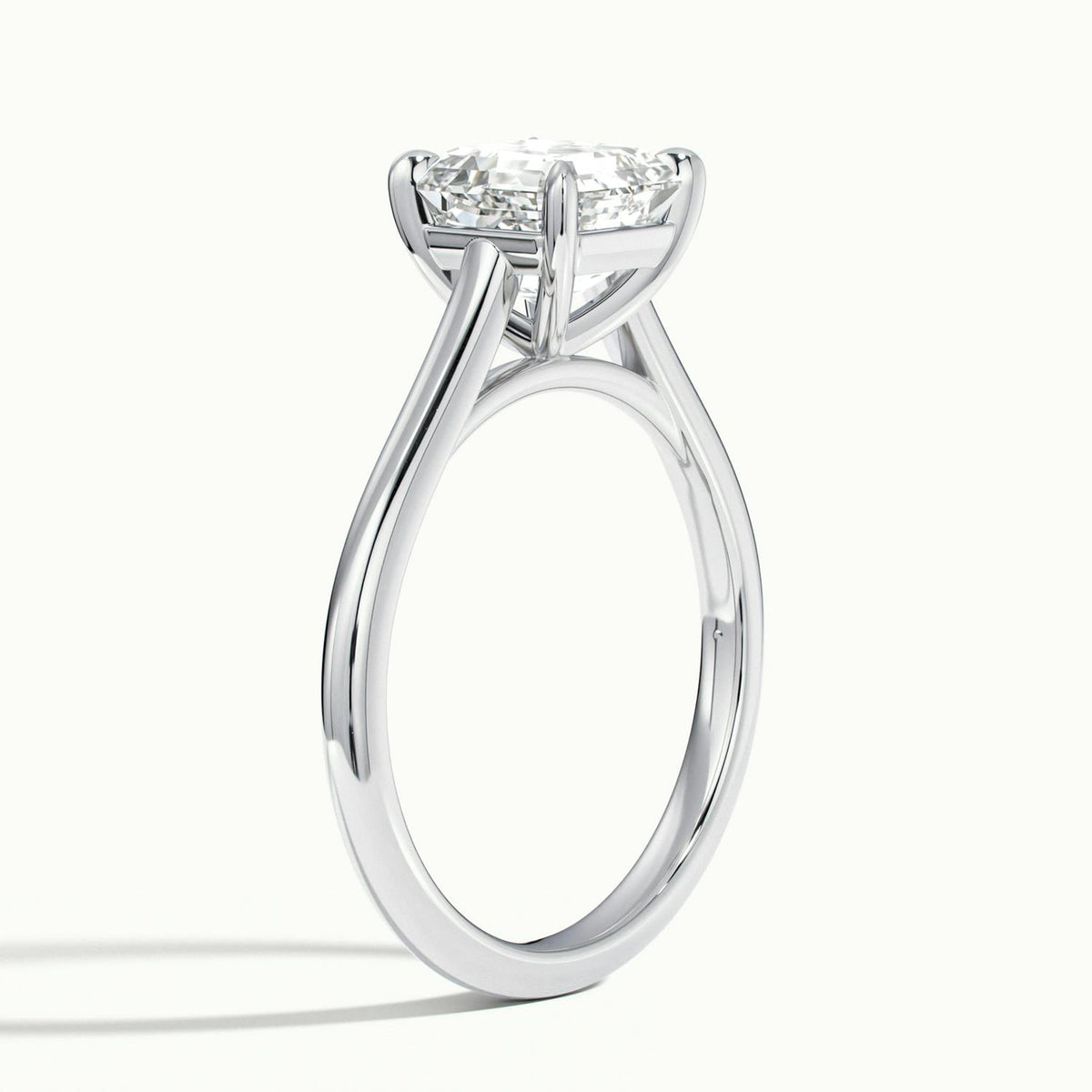 Mira 4 Carat Asscher Lab Grown Diamond Solitaire Engagement Ring in 14K White Gold - view 4