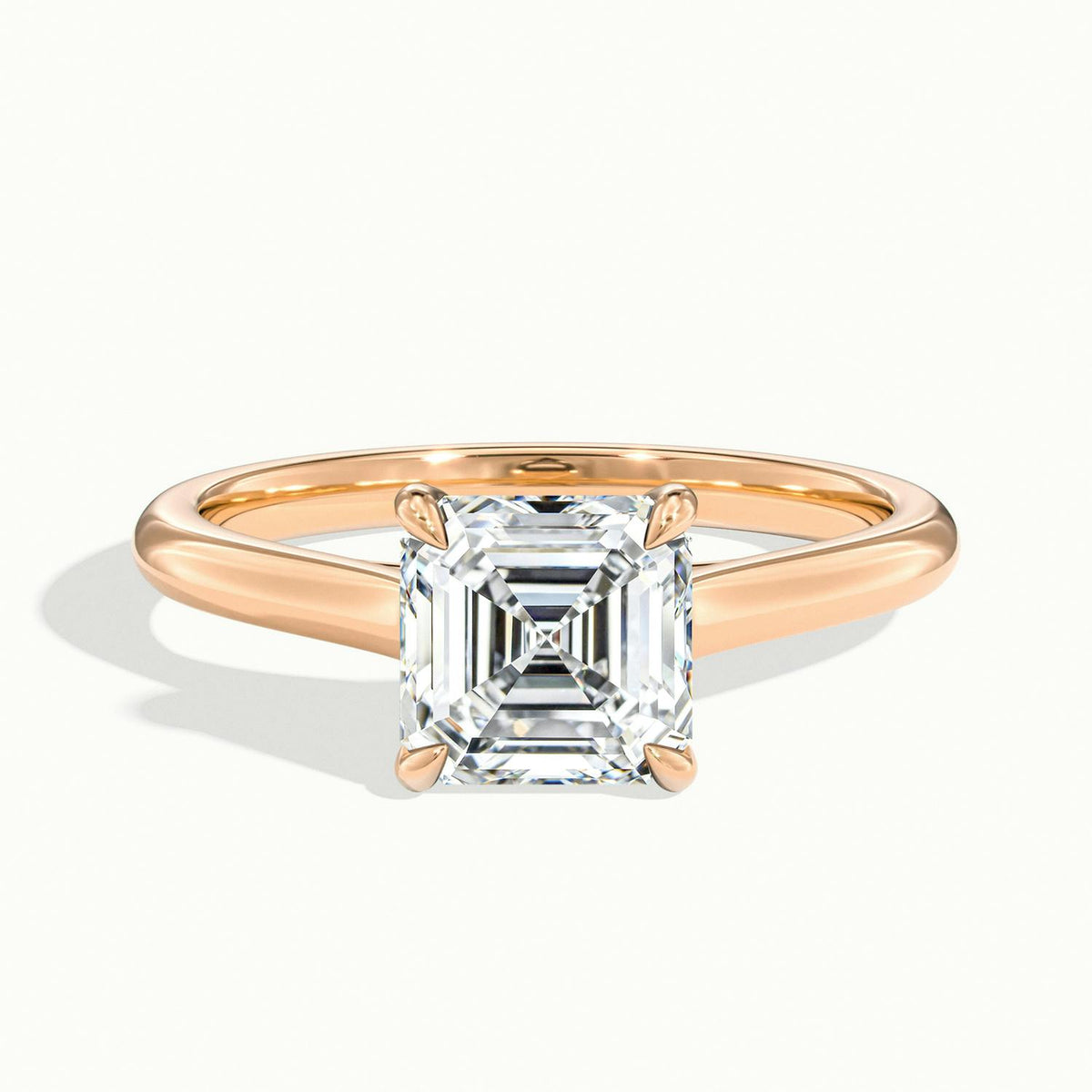 Mira 4 Carat Asscher Lab Grown Diamond Solitaire Engagement Ring in 14K Rose Gold - view 1
