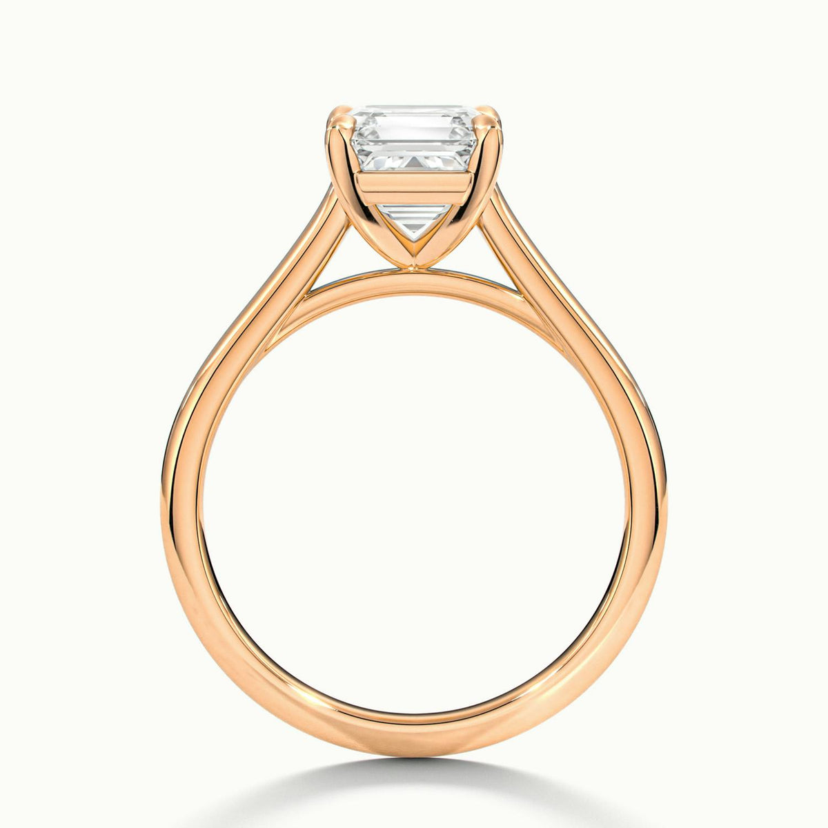 Mira 4.5 Carat Asscher Lab Grown Diamond Solitaire Engagement Ring in 14K Rose Gold - view 3