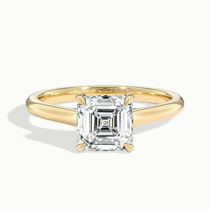 Mira 5 Carat Asscher Lab Grown Diamond Solitaire Engagement Ring in 14K Yellow Gold - view 1