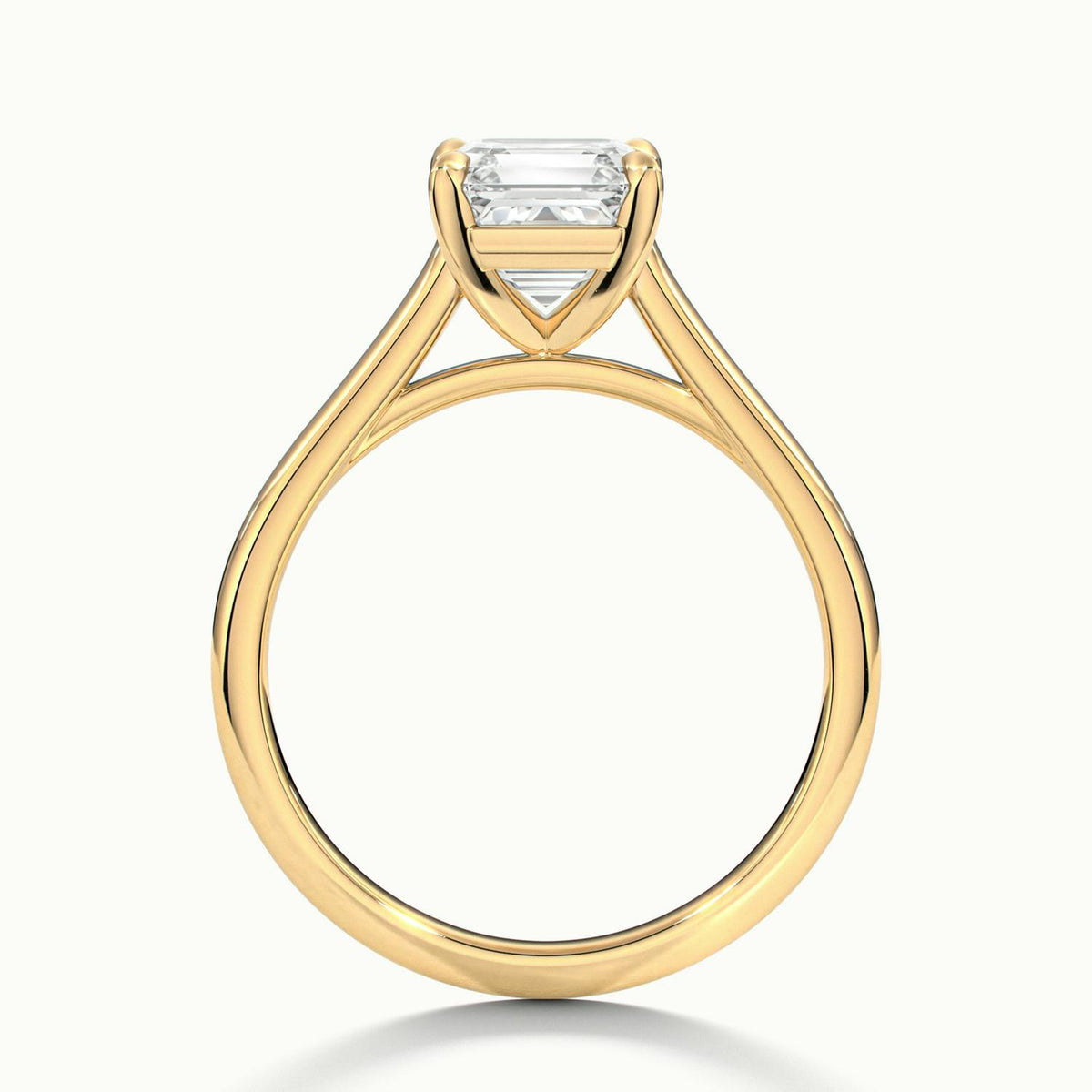 Mira 1 Carat Asscher Lab Grown Diamond Solitaire Engagement Ring in 10K Yellow Gold - view 3