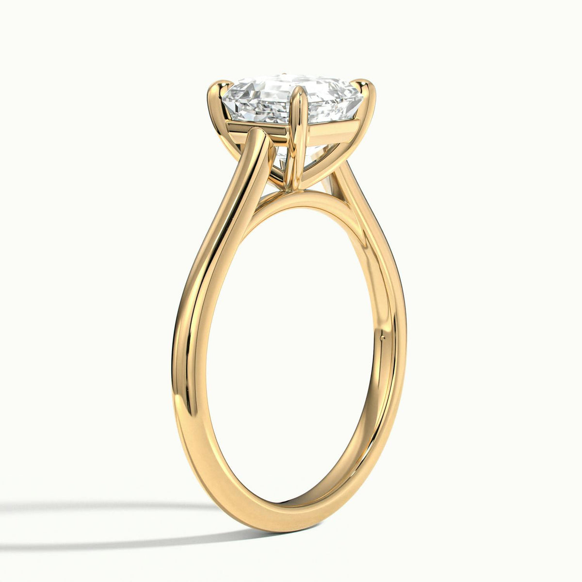 Mira 1 Carat Asscher Lab Grown Diamond Solitaire Engagement Ring in 18K Yellow Gold - view 4