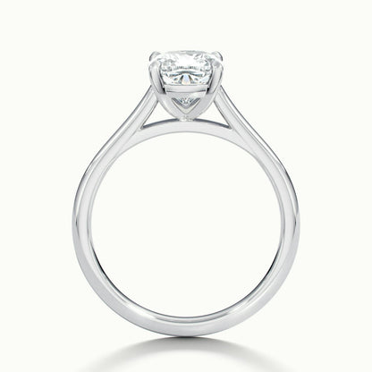 Mira 5 Carat Cushion Lab Grown Diamond Solitaire Engagement Ring in 18K White Gold - view 3