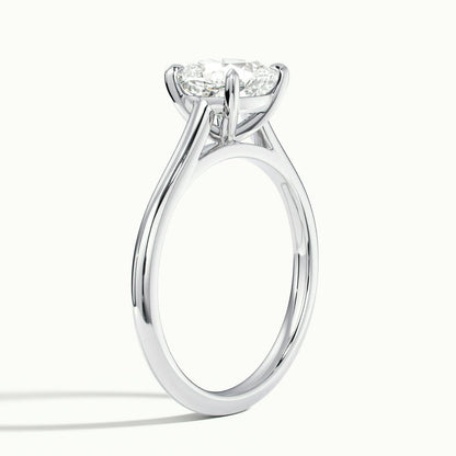 Mira 3 Carat Cushion Lab Grown Diamond Solitaire Engagement Ring in 14K White Gold - view 4