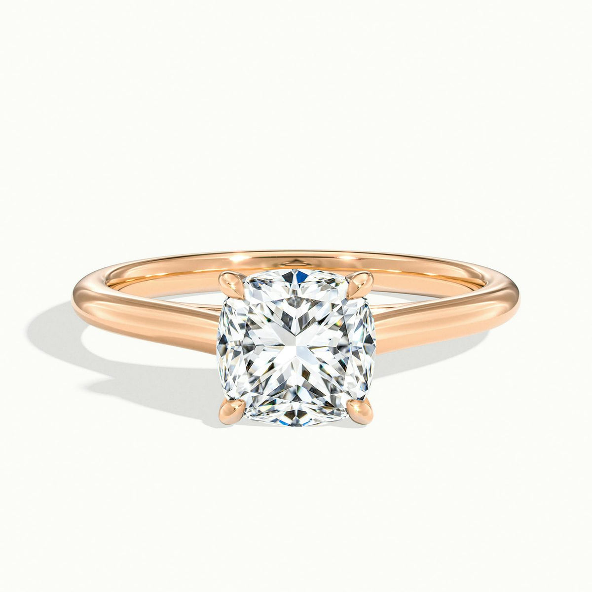 Mira 2 Carat Cushion Lab Grown Diamond Solitaire Engagement Ring in 10K Rose Gold - view 1